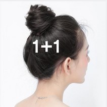똥머리 가발 머리띠 올림머리 승무원 당고머리 곱창 부분 가발 면접 머리 가채 1+1, 다크브라운