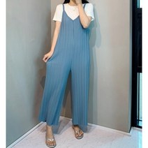 플리츠 골지 슬림 브이넥 끈점프수트