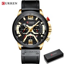 curren 캐주얼 스포츠 시계 남성용 블루 탑 브랜드 럭셔리 군용 가죽 손목 시계 남자 시계 패션 크로노 그래프 손목 시계
