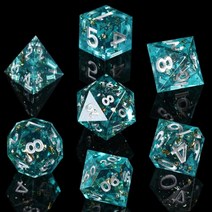 보드 게임 주사위 dnd dice set sharp edge dice handmade resin polyhedral dice for rpg 롤링 게임, 레이크 블루
