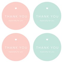 꼬모멜로소 땡큐 스티커 thank you 선물 감사 도시락 간식 포장 원형 45mm, 핑크&민트(120개)