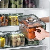 벨로유니 냉장고 정리 용기 트레이 주방 투명 케이스 수납 정리함 냉동실 선반 타임 키퍼, 브라운