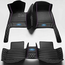 포드 머스탱 레인저 에베레스트 F150 엣지 쿠가 Ford Everest Edge Ranger 적합 모든 날씨 방수 자동차 액세서리 자동 카펫 발 패드에 가죽 자동차 바닥 매트, 검정 바탕에 퍼플 라인, Everest 에베레스트 5Seat 2016-2020
