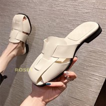 샌들슬리퍼 사각코 패션 우먼 썸머 핏외투, 베이지컬러 (굽 높이 2cm )