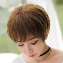 스타일 숏컷 가발 짧은 컷트 통가발 보브컷 여자 커트 머리 전체 티안나는, 블랙