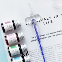 캘리그라피 독학 글라스펜 유리펜 딥펜 세트 [5color 글래스 글라스팬], 화이트
