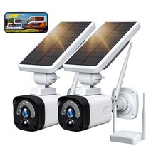 가정용CCTV 실외용 초고화질 CCTV 캠프용 태양광 발전 카메라 야외 방수 100% 가정용 무선 배터리 감시 보안 카메라 시스템 4MP, 12.AU 플러그 - 2 Cameras add 128G
