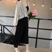 루즈핏 패턴 블라우스 베이직 나시 롱 원피스 세트미니 쉬폰 바캉스 옷 여름 룩 여자 휴가 -735056hn