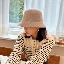 커밍투유 고급 울 100 겨울 버킷햇