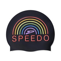 스피도 Speedo 남성 여성공용 실리콘 수영모자 수모(블루) 가성비 추천 미국직구, Black/Rainbow