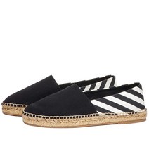 오프화이트 Stripes Flat Espadrilles - Black & White