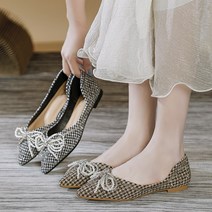 스틸레토 플랫 슈즈 여성 큐빅 슈즈