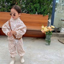 무드때때 여아용 플라워 와플 빈티지 집업 상하의 세트