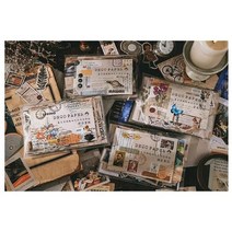 레트로 다꾸 대용량 200P 다이어리 꾸미기 빈티지 감성 종이 스티커 4종, D