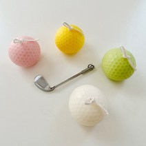 골프공캔들 골프공초&골프채키링세트 머리올리기선물, 그린, 잉글리쉬페어&프리지아, 골드리본
