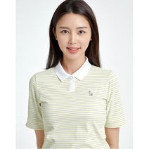 [21SS 헤지스 골프 여성]옐로우 선염 V넥 카라 반팔 티셔츠HWTS1B351Y1