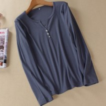 베러댓걸 1621 - 쓰리단추 단색 긴팔 티셔츠