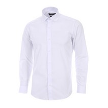 로베르타디까메리노 남성용 레이온 버튼다운 솔리드 슬림핏 화이트 긴소매 셔츠 RM3-351-1