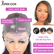 [레브] 인모 연습용 가발 blunt cut short bob wig pre plucked brazilian remy straight human hair wigs for t, 13x4 정면 밥, 12인치, 180