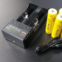 18650/ 26650 배터리 마이크로 5핀 2구 충전기 울브스 USB케이블 포함
