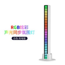 rgb스마트LED조명 사운드반응 무드등RGB 사운드 제어 픽업 조명 앱 음악 리듬 다채로운 분위기 게임 컴퓨터, 01 White_01 16 lamp