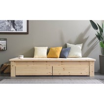 수납되는 거실 원목 평상형 침대 벤치 2000 / 무헤드 미니 오피스텔 가성비, 네추럴