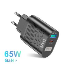 갈륨 65W 갈륨 질화물 빠른 충전기 3.0 USB PD 스마트 셀 아이폰 12 13 Xiaomi redmi poco x3 노트북 전화, 01 EU Plug Black