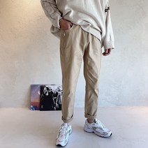 진땡 남성용 6컬러 허리밴딩 지퍼 포인트 절개 라인 스판 코튼팬츠 면바지
