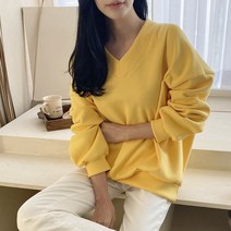 (신상)여성 무지 V넥 맨투맨 리리딩 와플 티셔츠(4col)