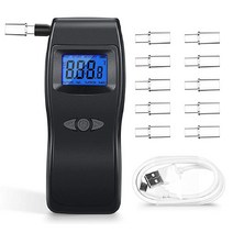 Breathalyzer 전문 알코올 테스터 USB 충전식 휴대용 디지털 LCD 알코올 음주 측정기 테스터 마우스 피스 10개 포함