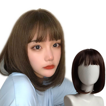 앞머리없는 여자 통가발 항암가발 단발반가발 단발가발 블랙, 내츄럴블랙
