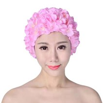 스쿠버다이빙후드 캐릭터 다이빙모자 3D 꽃 수영 풀 모자 통기성 스포츠 부드러운 긴 머리 다이빙 후드, 02 Pink