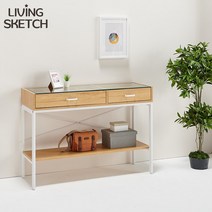 [리빙스케치]빈센트 1200 드레스룸 악세사리 진열장 유리 수납테이블, 1200 화이트-네츄럴