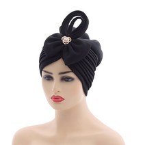 키코이 캉가 트렌디 한 나비 넥여성 터번 모자 아프리카 Autogele Headtie 나이지리아 웨딩 Gele 이슬람 머리는 Headscarf 보닛을 래핑, [02] black