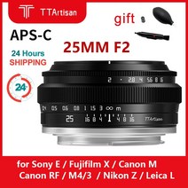 TTArtisan 25mm F2 카메라 렌즈 APS-C 프레임 Sony E Fujifilm X Nikon Z Canon M RF Panasonic Olympus M4 3 Leica, M4/3_Black