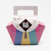 피크닉앤패키지 추석송편떡포장용기 어린이집선물포장답례품, 색동복주머니 떡상자1개