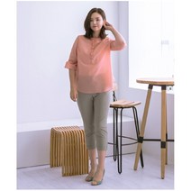 [이헌영] 중년엄마옷 종이처럼 가볍고시원한 면혼방 프릴 7부 블라우스/21BS5034B1