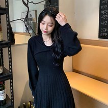 겨울 니트원피스 2022 밑단 스커트 디자인 감각 신 가 착용 레드 니트 원피스 여성