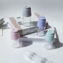 아가프라 요구르트빨대컵+빨대60p 흘림방지, NEW스위티(그레이+빨대60P)