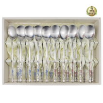 라이브잇 키친아트 웰빙매화 부부수저 2p세트 부부수저 2인 수저세트, 120웰빙매화인조선물용_블루+레드