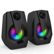컴퓨터 PC 스피커 노트북 데스크탑 사운드바 x2 usb 유선 pc 3.5mm 베이스 스테레오 서브우프 스마트폰용 다채로운 led 호흡 빛 mp3 mp4, 검은 색