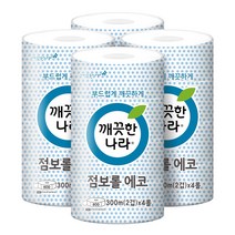 깨끗한나라 2겹 점보롤 에코 300m 4롤 4팩, 단품