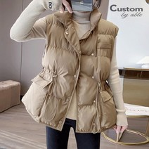 커스텀에이블 허리 스트링 하이넥 패딩조끼 C2211PV001D