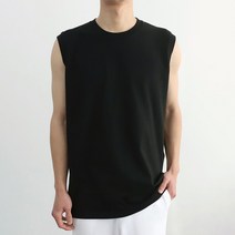 더베이직샵 남녀공용 코마사 면 100% 2장세트 레이어드 라운드 나시 민소매 티셔츠