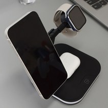 휴베로 M29 맥세이프 다기능 아이폰 스마트폰 에어팟 버즈 애플워치 4in1 무선충전기 아이폰12 자석거치대, M29(사각)/화이트, 1개