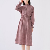 잔 체크 패턴 앞단추 포인트 여리여리 여성 원피스 HC1 여자 코디 쇼핑몰 2 0대 3 긴팔 러블 리룩