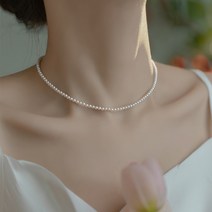 2mm 진주 목걸이 알이작은 여성 14k 도금 쇄골 체인 발렌타인 선물 생일 여자 축하 이쁜 예쁜 3mm