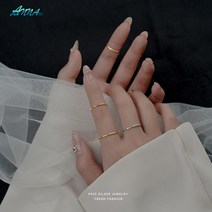 Annalve s925 순은 광면관절 반지 심플 코일 반지 패션 커플 관절 반지