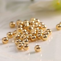 황동 라운드 볼 비즈 스페이서 Diy 쥬얼리 결과 액세서리 2MM 2.5MM 4MM 6MM 14K 골드 컬러 도금, 3MM-100PCS, 14K Gold Color