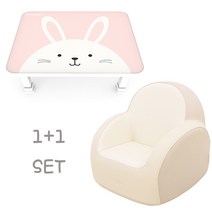 뒹굴러 아기소파   블랑코 테이블 접이식 유아 책상 세트, 크림베이지, 양